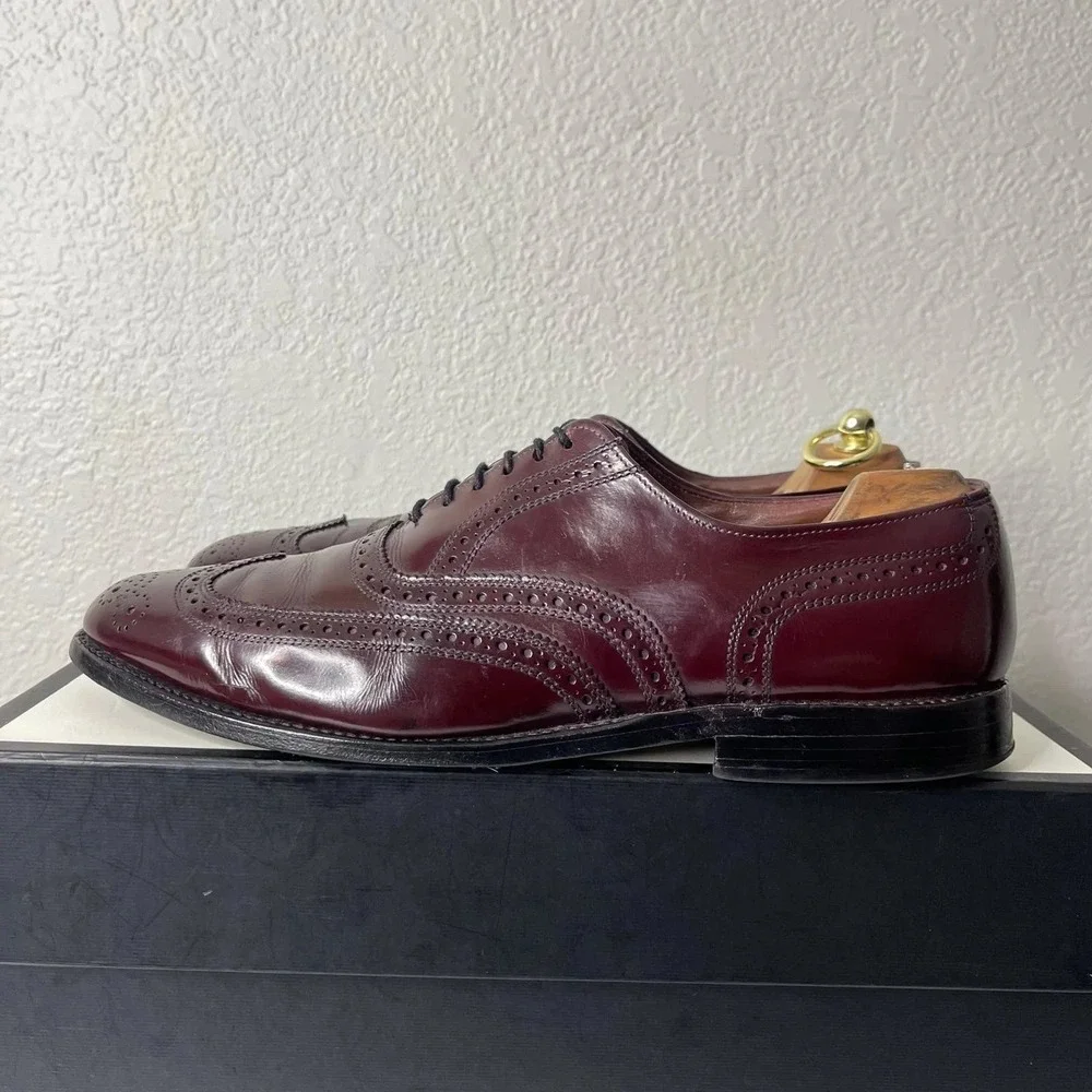 Allen Edmonds Lloyd 14608 Wingtip Burgundy Leather Oxford Dress Shoes Men's 11 C